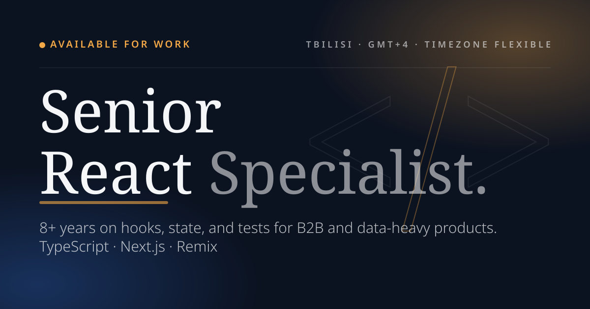 Senior Frontend Engineer for Hire — React, Next.js, TypeScript